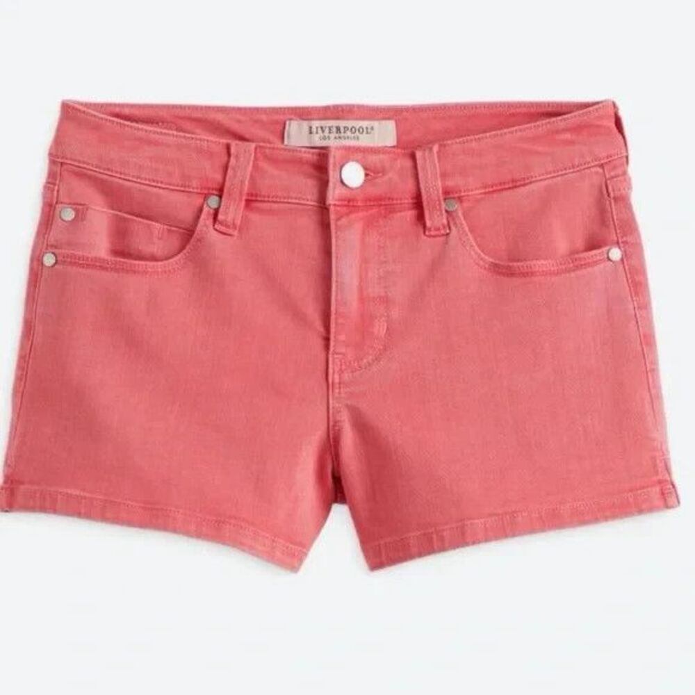 Liverpool Pink Denim Vickie Shorts  Size 14 / 32  NWT  High Rise Jean Shorts